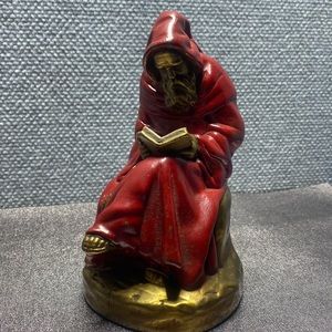 Vintage Armor Bronze Reading Monk